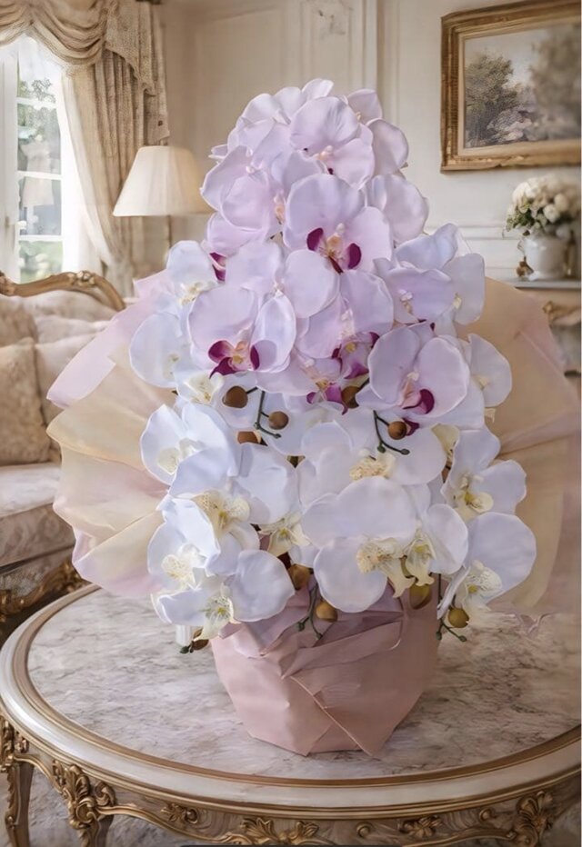 光触媒 人工観葉植物 ウォールグリーン フェイクグリーン 2色胡蝶蘭