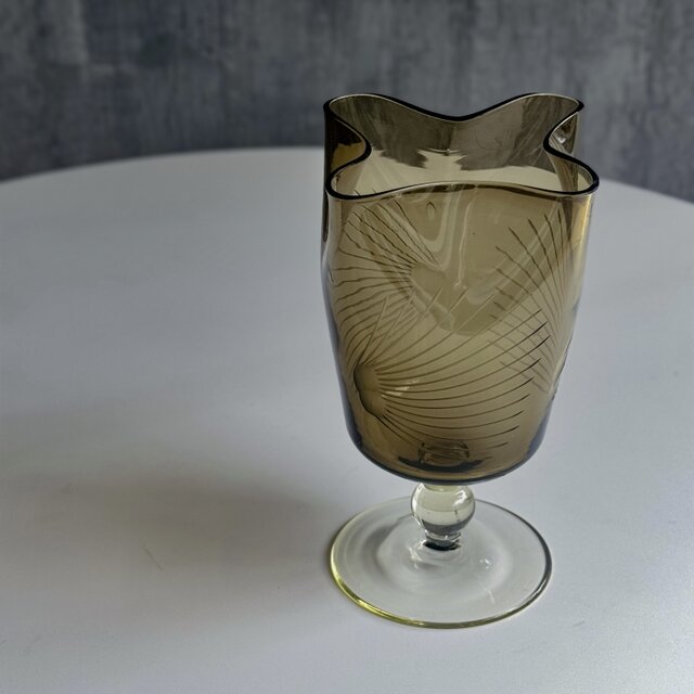 Goblet Shaped Glass Vase / ヴィンテージ / ガラス花瓶 / スモーク