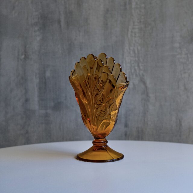 Fenton】Scalloped Fan Glass Vase / ヴィンテージ / ガラス花瓶