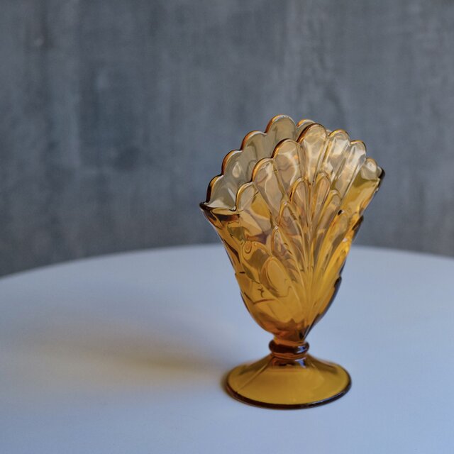 Fenton】Scalloped Fan Glass Vase / ヴィンテージ / ガラス花瓶