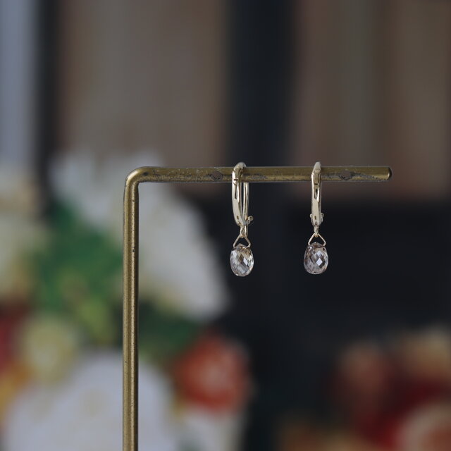 ブラウンブリオレットカットダイヤモンドピアス【K18】両耳1セット