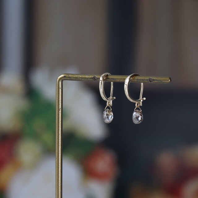 ブラウンブリオレットカットダイヤモンドピアス【K18】両耳1セット