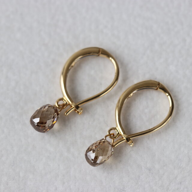 ブラウンブリオレットカットダイヤモンドピアス【K18】両耳1セット