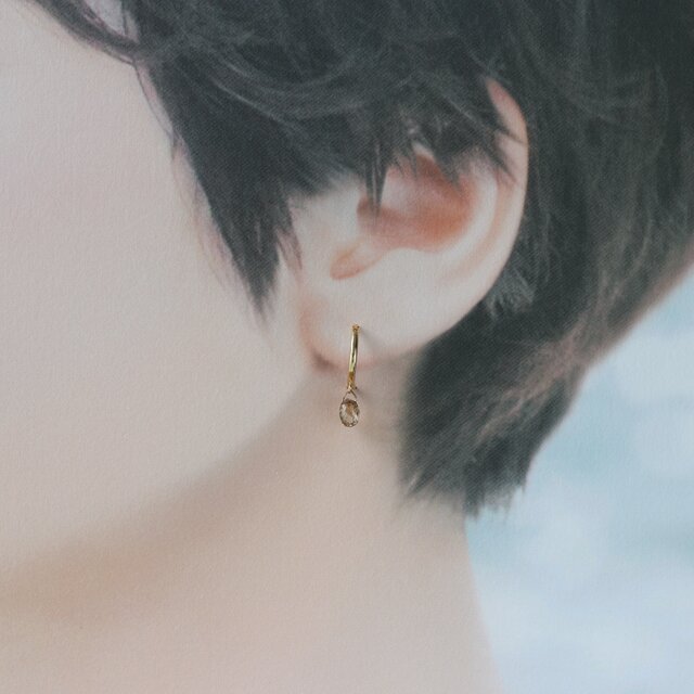 ブラウンブリオレットカットダイヤモンドピアス【K18】両耳1セット