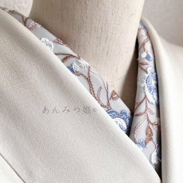 洗える刺繍半衿 青藤グラデーション | iichi 日々の暮らしを心地よく