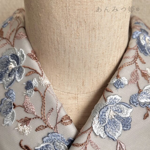 洗える刺繍半衿 青藤グラデーション | iichi 日々の暮らしを心地よく