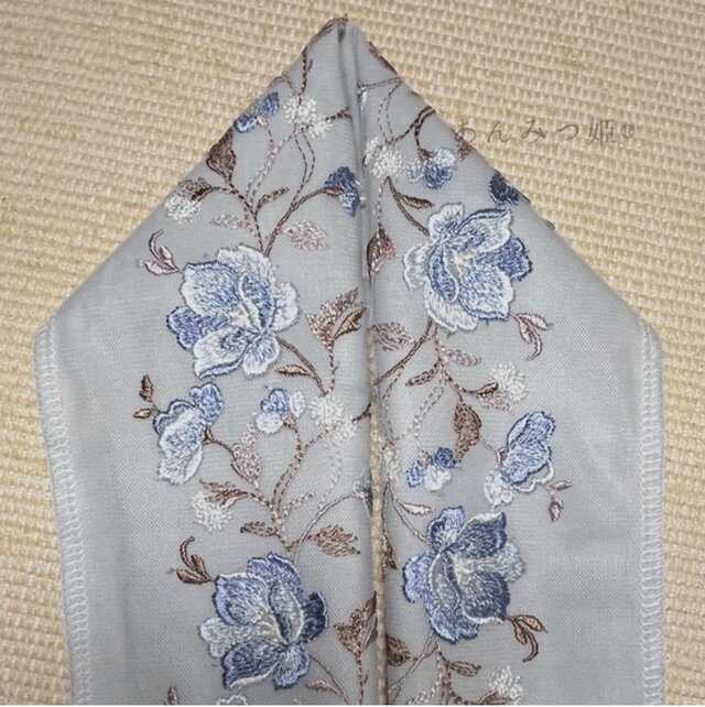洗える刺繍半衿 青藤グラデーション | iichi 日々の暮らしを心地よく