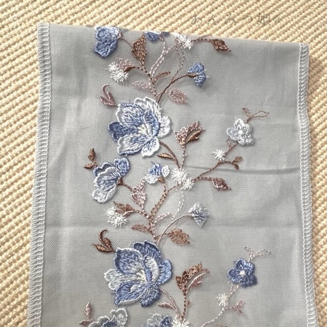 洗える刺繍半衿 青藤グラデーション | iichi 日々の暮らしを心地よく