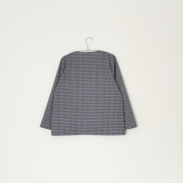 チェック柄 長袖トップス navy | iichi 日々の暮らしを心地よくする