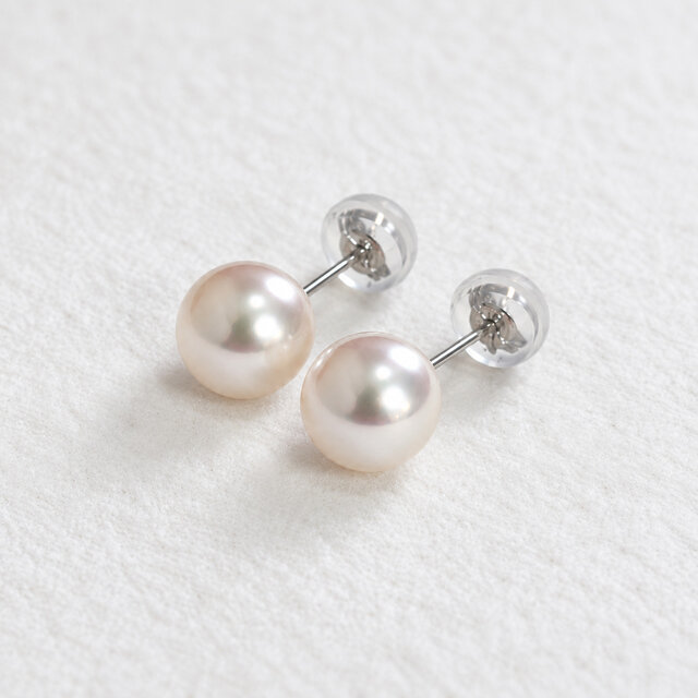 一粒 パール ピアス pt900（プラチナ900） あこや真珠 7-7.5ミリ 国産