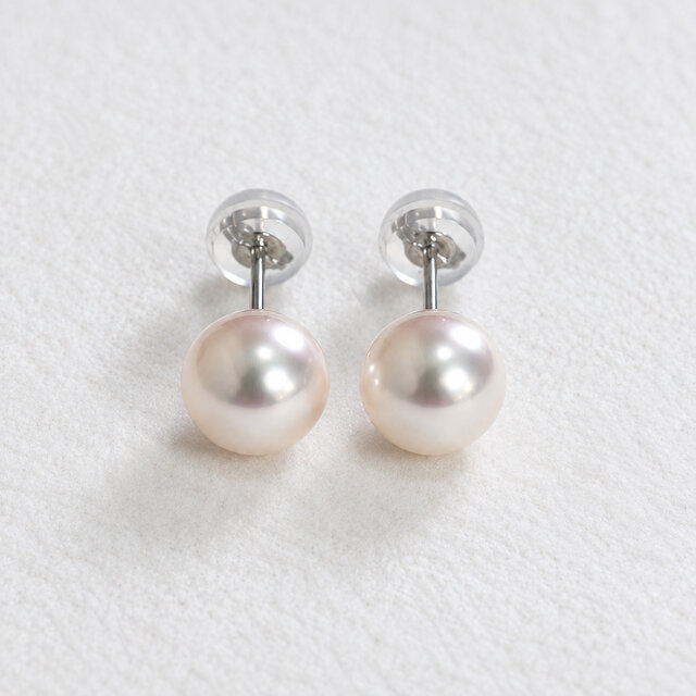 一粒 パール ピアス pt900（プラチナ900） あこや真珠 7-7.5ミリ 国産