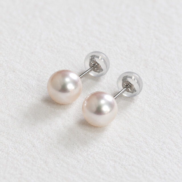 一粒 パール ピアス pt900（プラチナ900） あこや真珠 7-7.5ミリ 国産