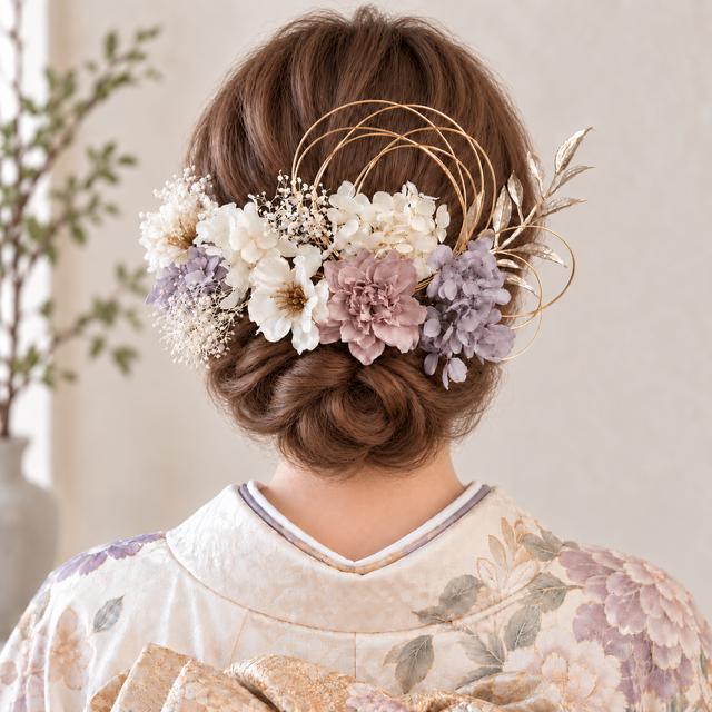 髪飾り 薄紫 白の林檎の花の髪かざり 成人式 卒業式 結婚式 振袖 着物 和装 ヘアアクセサリー かんざし おしゃれ 日 の暮らしを心地よくするハンドメイドやアンティークのマーケットプレイス