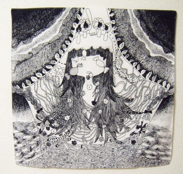 つくもおうじょ オオゲツヒメ 綿ブロードハンカチの画像1枚目