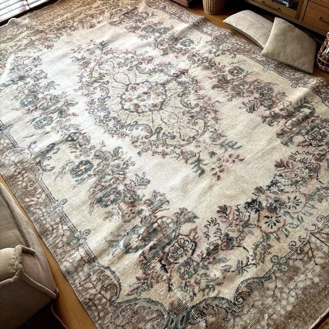 超大判190×311 ボタニカルメダリオン レアサイズ トルコヴィンテージ