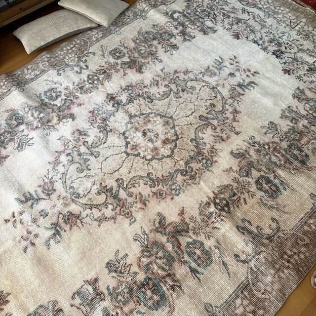 超大判190×311 ボタニカルメダリオン レアサイズ トルコヴィンテージ