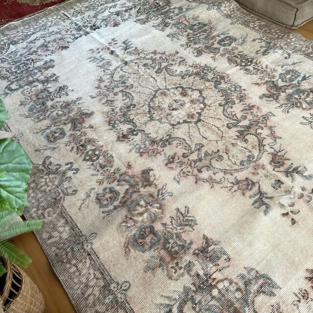 超大判190×311 ボタニカルメダリオン レアサイズ トルコヴィンテージ