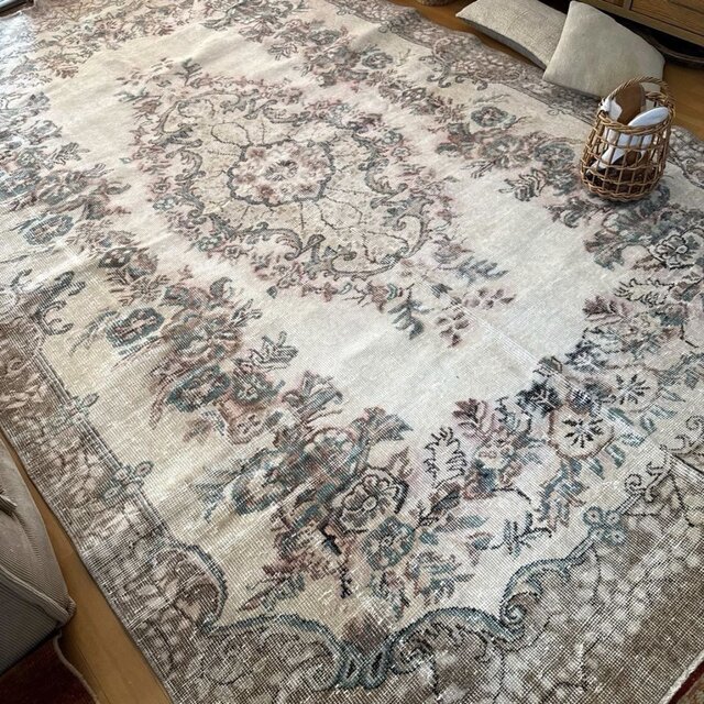 超大判190×311 ボタニカルメダリオン レアサイズ トルコヴィンテージ