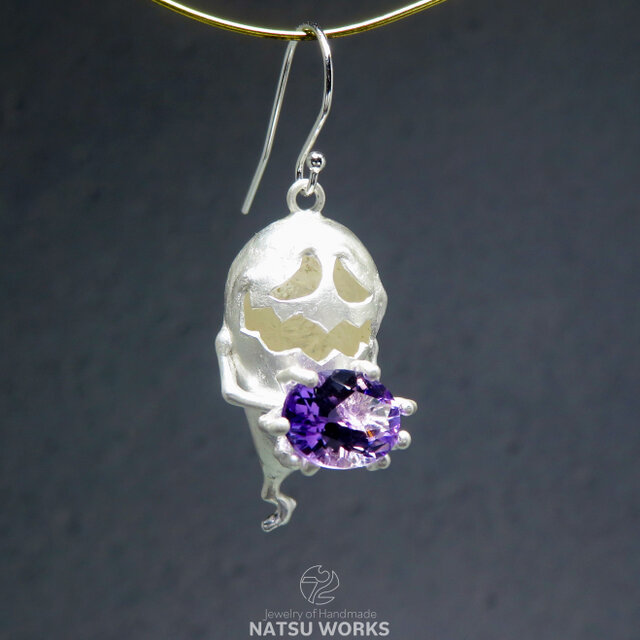 おばけのピアス / Gem & Ghost Charm 2026ハロウィン アメシスト