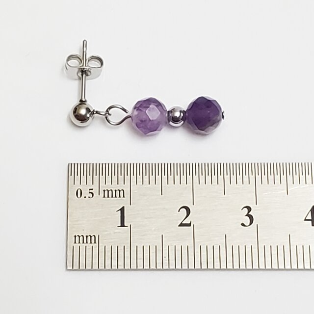 ハンドメイド アメシスト 天然石 ピアス 天然石＊アメジスト＊ピアス＊パワーストーンピアス＊サージカル