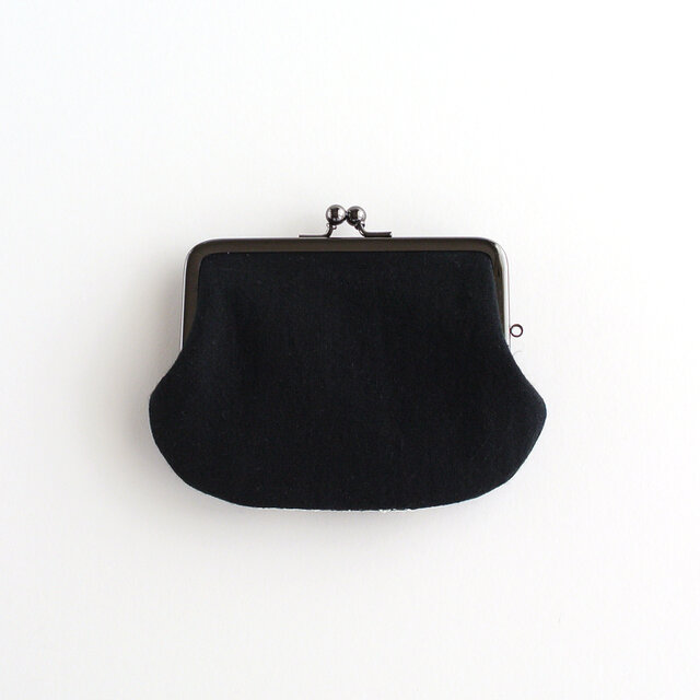 インド刺繍リボンのがま口ポーチ/お財布 ブラック | iichi 日々の