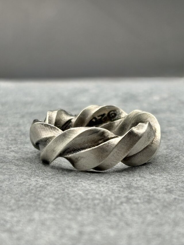 ツイストリング　18号　メンズシルバーリングSILVER925 エイジング加工 受注制作】 ツイストリング SILVER925 メンズ 編み込み エイジング加工