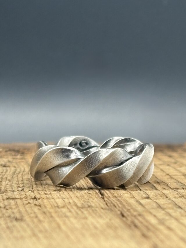 ツイストリング　18号　メンズシルバーリングSILVER925 エイジング加工 受注制作】 ツイストリング SILVER925 メンズ 編み込み エイジング加工