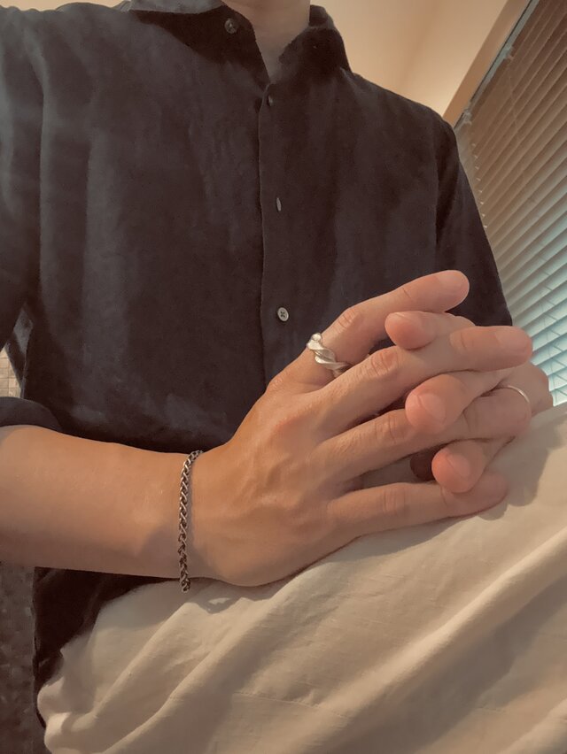 受注制作】 ツイストリング SILVER925 メンズ 編み込み エイジング加工