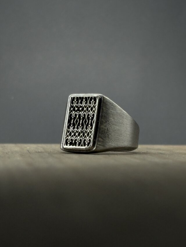 受注制作】重厚感あるシグネットリング SILVER925 メンズ 燻し