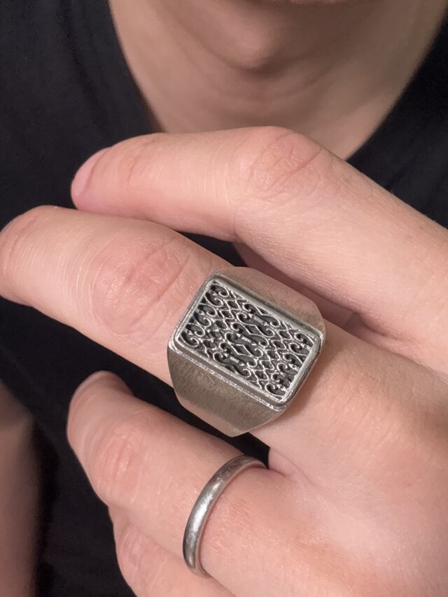 受注制作】重厚感あるシグネットリング SILVER925 メンズ 燻し