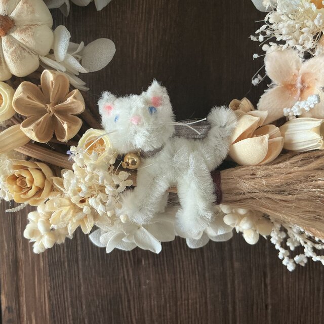 黒猫とハロウィンテイストのミニリース(14cm) | iichi 日々の暮らしを