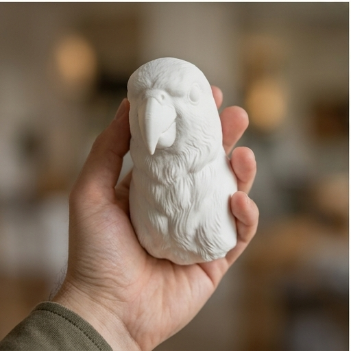 インコ（メイヤーズパロット）の壁掛けレリーフ 3Dプリント 白PLA