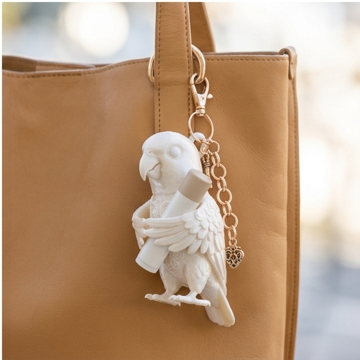 ズグロシロハラインコのリップケース 3Dプリント シルクホワイト