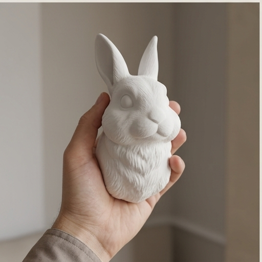 うさぎ（ドワーフホト）の壁掛けレリーフ 3Dプリント 白PLA インテリア