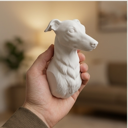 イタリアングレーハウンドの壁掛けレリーフ 3Dプリント 白PLA