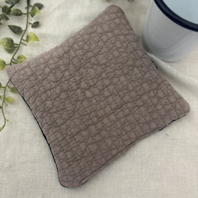ハンドメイド コースター ポットマット鍋つかみ藍染め古布絣模様