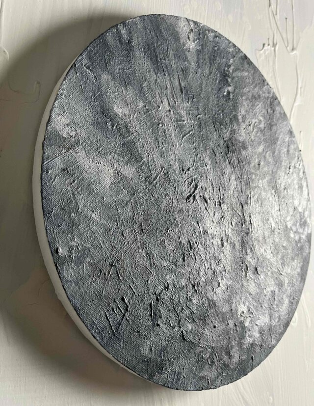 原画・油彩 『 雲間からの陽光』絵画・ 直径30cm・アート・丸形