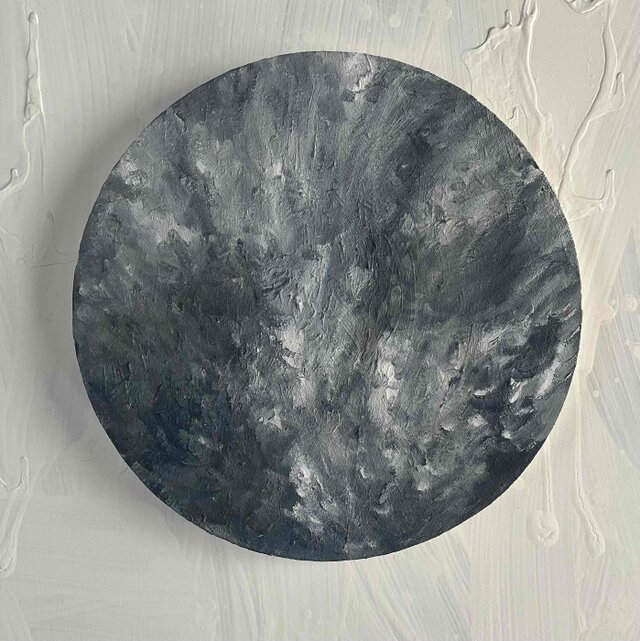 原画・油彩 『 雲間からの陽光』絵画・ 直径30cm・アート・丸形
