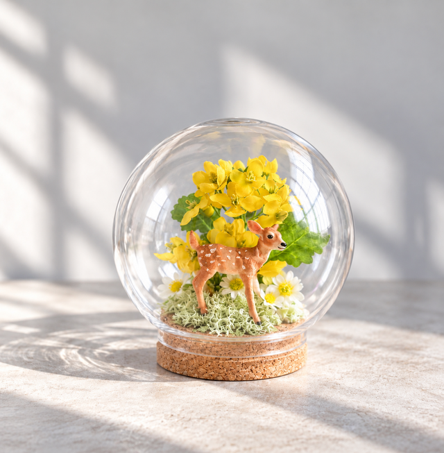 菜の花と小鹿のガラスドーム | iichi 日々の暮らしを心地よくする