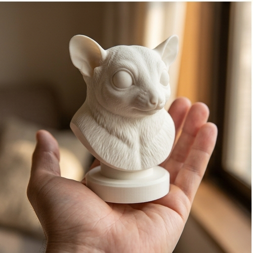 フクロモモンガの3Dプリント胸像 白PLA 彫刻 置物 インテリア | iichi