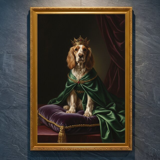 犬(コッカースパニエル)のルネサンス風肖像画 A4金縁額装インテリア 犬(コッカースパニエル)のルネサンス風肖像画 A4金縁額装インテリア