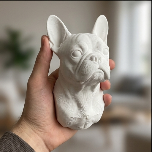 犬（フレンチブルドッグ）の壁掛けレリーフ 3Dプリント 白PLA