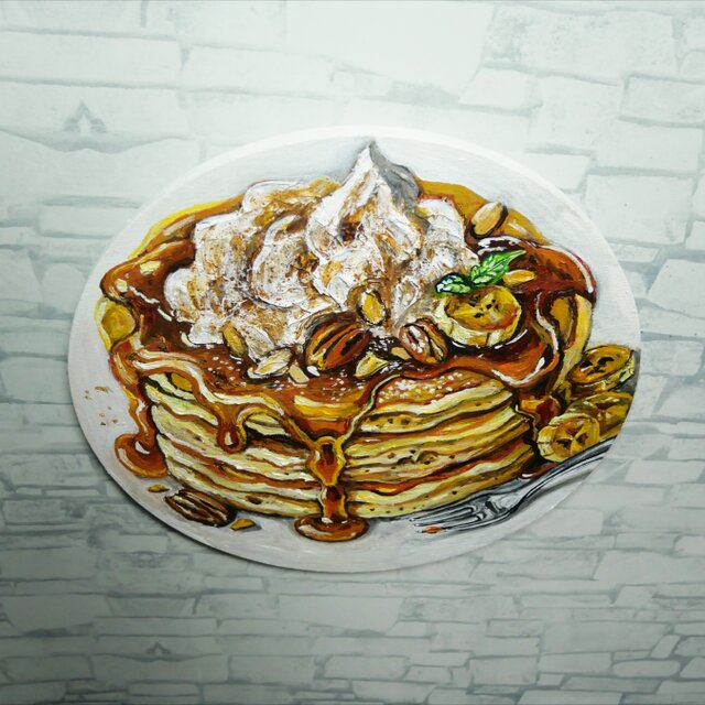 原画・一点物】油絵『至福の重奏』直径30cm丸型キャンバス／キャラメル