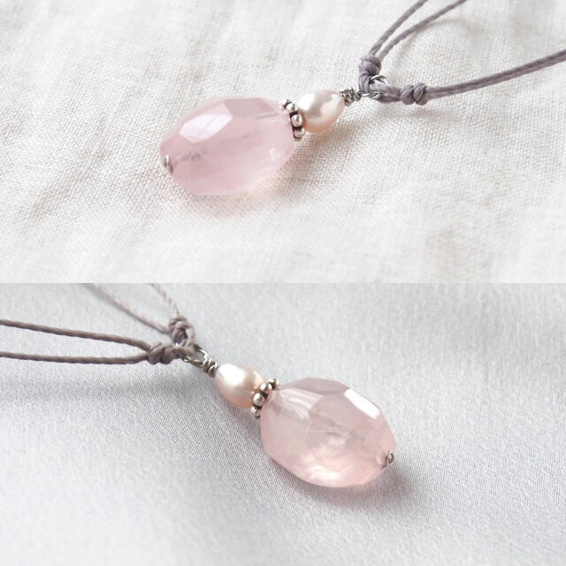 Pink Pendant（ローズクォーツ×淡水パール） | iichi 日々の暮らしを