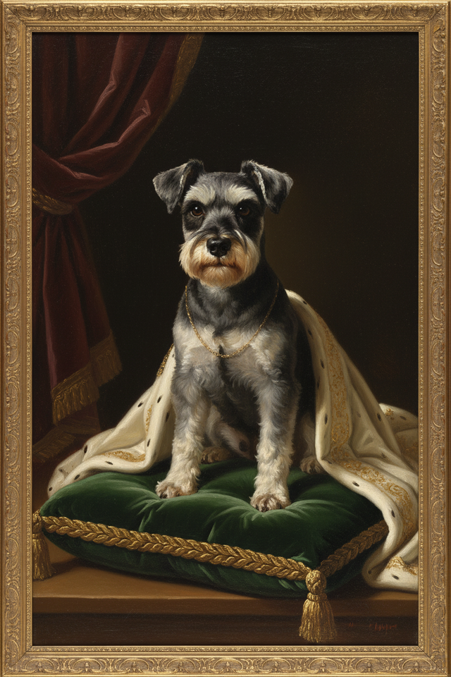 犬(ミニチュアシュナウザー)のルネサンス風肖像画 A4金縁額装 犬(ミニチュアシュナウザー)のルネサンス風肖像画 A4金縁額装