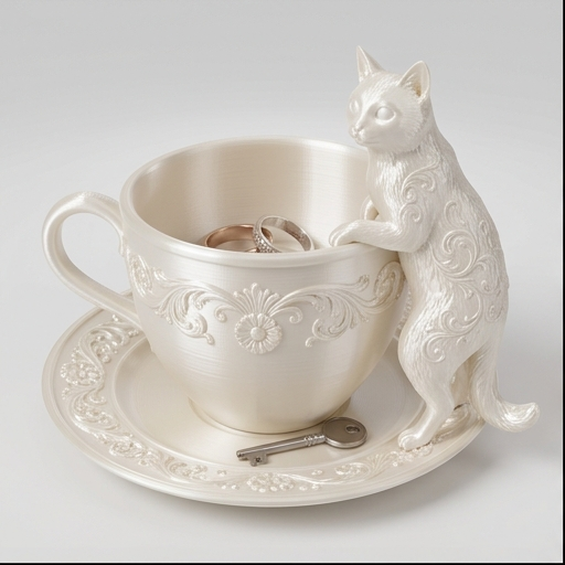 猫(ターキッシュアンゴラ)のアクセサリートレイ 小物入れ シルク 猫(ターキッシュアンゴラ)のアクセサリートレイ 小物入れ シルク