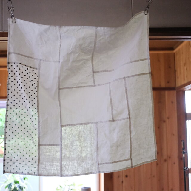 リネンパッチワーククロス｜white 04・ドット｜60×60cm | iichi 日々の