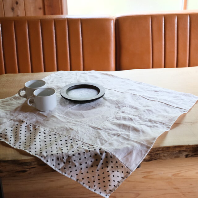リネンパッチワーククロス｜white 04・ドット｜60×60cm | iichi 日々の