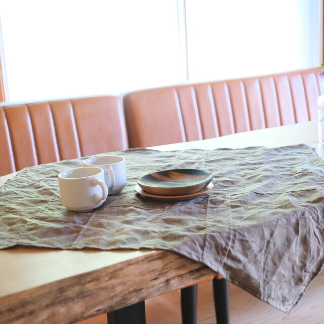 リネンパッチワーククロス｜olive green ｜65×65cm | iichi 日々の
