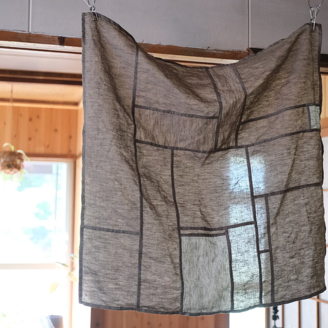 リネンパッチワーククロス｜olive green ｜65×65cm | iichi 日々の